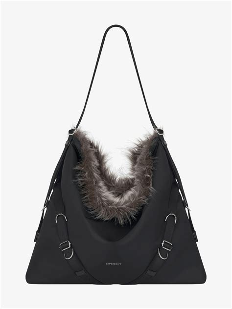 givenchy faux fur bag strap|Large Voyou bag in nylon and faux fur .